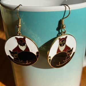 Meow Cloissane Cat Earrings